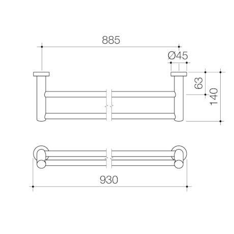 Caroma Cosmo Double Towel Rail 930mm Matte Black Renovation Kingdom