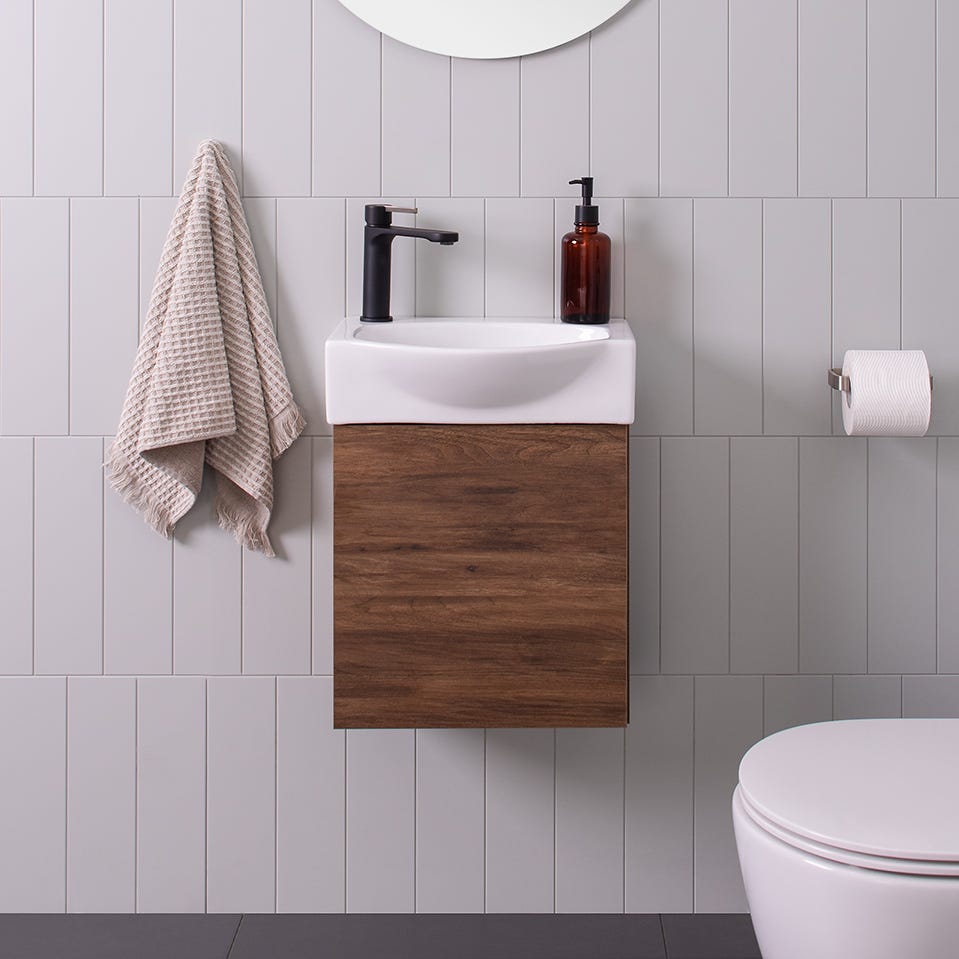 Semi recessed shop vanity cabinet